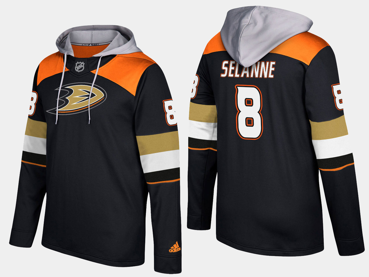 Men NHL Anaheim ducks retired 8 teemu selanne black hoodie